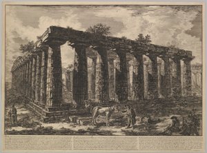 Différentesvues de ...からの柱の大きな囲いの遺跡を示すビュー... 1748年。 作： Giovanni Battista Piranesi