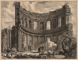 ローマの景色: ハドリアヌスの別荘近くのアポロン神殿跡 作： Giovanni Battista Piranesi