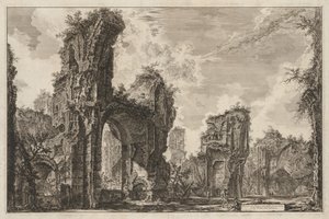 ローマの景色: シストの遺跡、またはアントニウス浴場の大広間の両方 作： Giovanni Battista Piranesi