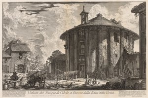 ローマの景色：1758年にシベレ神殿。 作： Giovanni Battista Piranesi