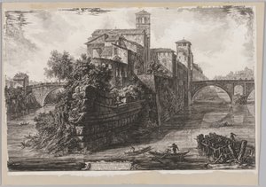 ローマの景色: Isola Tiberina 作： Giovanni Battista Piranesi