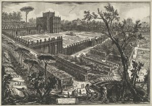 ヴィラ ドリア パンフィーリ テ ローマ Porta S. Pancrazio の外にある Villa Panfili (オブジェクトのタイトル) Gezichten op Rome (シリーズタイトル) Giambattista Piranesi の建築家 Ve(nez)iano によって描かれ彫刻されたローマの景色 (シリーズ タイトル)