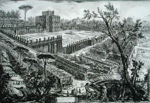 1743年に出版された「Opere Varie di Architettura, Prospettive, Grotteschi, Antichita」の中のパンフィーリ荘（彫刻）。 作： Giovanni Battista Piranesi