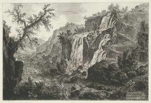 ウォーターバレン テ チボリ チボリの滝の眺め (オブジェクトのタイトル) Gezichten op Rome (シリーズタイトル) Giambattista Piranesi の建築家 Ve(nez)iano によって描かれ彫刻されたローマの景色 (シリーズ タイトル)