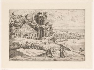 古代遺跡とロードス島の巨像のある風景 廃墟のある風景（連載タイトル） 作： Giovanni Battista Pittoni (I)