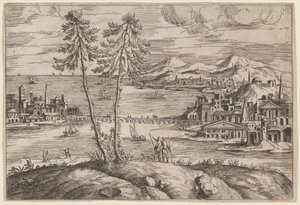二本の木のある風景 作： Giovanni Battista Pittoni