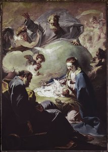 全知全能の神と聖霊の降誕。(油彩・キャンバス、1740年頃) 作： Giovanni Battista Pittoni