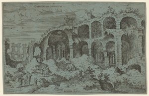 コロサイ。 ロ。 目論見書。 3 (ローマのコロッセオの第 3 ビュー) 作： Giovanni Battista Pittoni, after Hieronymus Cock