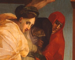 ロッソ フィオレンティーノ (1494-1540) による寄託、木に油彩、375x196 cm、細部 作： Giovanni Battista Rosso Fiorentino