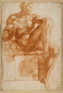 システィーナ・バルートの上のイグヌンド（クリーム色の紙に赤チョーク 作： Giovanni Battista Rosso Fiorentino