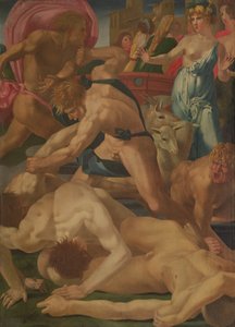 1523年頃、ジェスロの娘たちを守るモーセ 作： Giovanni Battista Rosso Fiorentino
