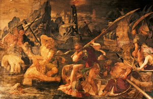 海戦、フランシス1世のフレスコ画ギャラリー、フォンテーヌブロー城（ユネスコの世界文化遺産 作： Giovanni Battista Rosso Fiorentino