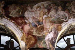 パルナッソス、フランシスコ1世の回廊の装飾計画の詳細 作： Giovanni Battista Rosso Fiorentino