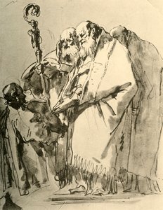 ビショップ、他の2人の司祭と儀式の執事、c1740s、1928 作： Giovanni Battista Tiepolo