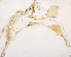 牧神、左腕を伸ばし、タンブールを抱くフォース 作： Giovanni Battista Tiepolo