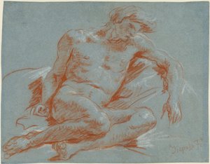 座っている男性のヌード 作： Giovanni Battista Tiepolo