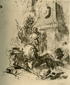 18世紀半ば、1928年に着席した兵士 作： Giovanni Battista Tiepolo