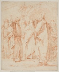 ゲートの前に集まった男性のグループ 作： Giovanni Battista Tiepolo