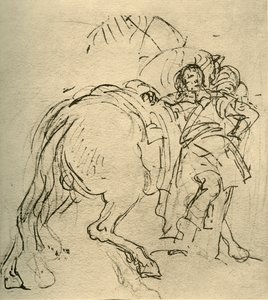 彼の馬に寄りかかるライダー、c1740s、1928 作： Giovanni Battista Tiepolo