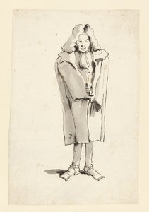 オーバーコートを着た男の風刺画 作： Giovanni Battista Tiepolo