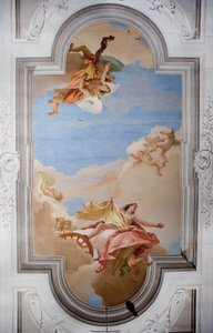 1757年、パラッツィーナのエントランスホールの天井 作： Giovanni Battista Tiepolo