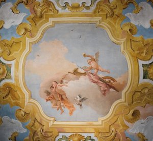 1757年、パラッツィーナのオーランドフリオソの部屋の天井 作： Giovanni Battista Tiepolo