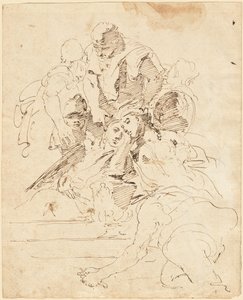 壷の周りに集められた古典的な人物 作： Giovanni Battista Tiepolo