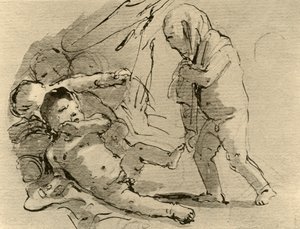 他の子供を怖がらせるキューピッド、c1757、1928 作： Giovanni Battista Tiepolo