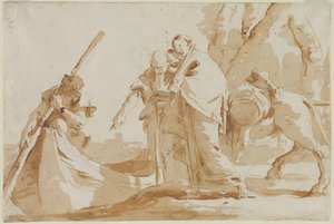 エジプトへの逃避：聖家族の乗船 作： Giovanni Battista Tiepolo