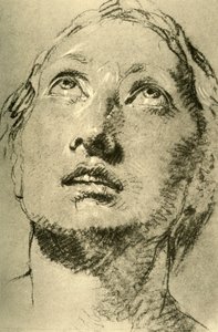 若い女性の頭、見上げる、c1755、1928 作： Giovanni Battista Tiepolo