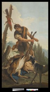 鹿とハンター、1718 作： Giovanni Battista Tiepolo