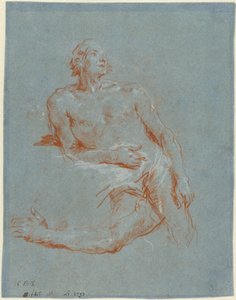 肘に寄りかかっている男性のヌード (裏面) 作： Giovanni Battista Tiepolo
