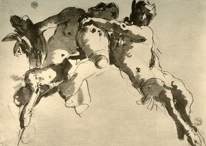 18世紀半ば、アンフォラと男性と女性の牧神、1928 作： Giovanni Battista Tiepolo