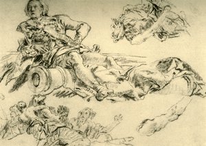 大砲の横に駐留した将校、1752年-1753年、1928年 作： Giovanni Battista Tiepolo