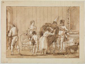 ドレスメーカーとしてのプンチネッロ、1800年頃 作： Giovanni Battista Tiepolo