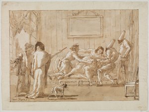 Punchinellos Mother（？）Sick in Pregnancy、c.1800 作： Giovanni Battista Tiepolo