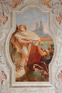 1757年にパラッツィーナに納められたエルサレムの部屋からのリナルドの過去の恥ずかしさ 作： Giovanni Battista Tiepolo