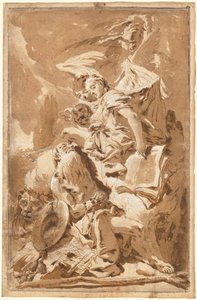 天使の声を聞く砂漠の聖ヒエロニムス 作： Giovanni Battista Tiepolo