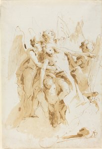 天使に持ち上げられた聖マグダラのマリア 作： Giovanni Battista Tiepolo