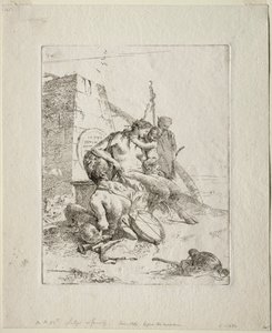 Scherzi di Fantasia: オベリスクを持つサテュロスの家族 作： Giovanni Battista Tiepolo