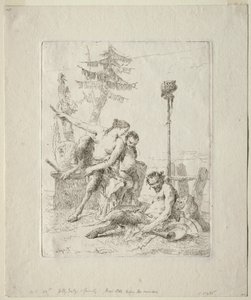 ファンタジアのスケルツィ：幸せなサテュロスとその家族 作： Giovanni Battista Tiepolo