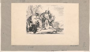 ヴァリ・カプリッチより 座る女、若い兵士、魔術師 作： Giovanni Battista Tiepolo