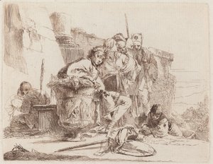 壷にもたれかかって座っている若者 作： Giovanni Battista Tiepolo