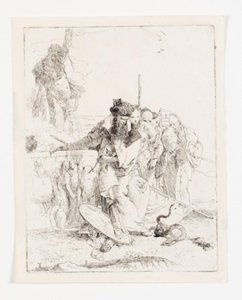 ヘビを見ている6人。 シリーズ Scherzi di fantasia のシート。 (リジ 15; デ ベスメ 24) 作： Giovanni Battista Tiepolo