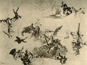 18世紀半ばの天井画のスケッチ、1928 作： Giovanni Battista Tiepolo