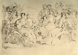 18世紀半ばのグループポートレートのスケッチ、1928 作： Giovanni Battista Tiepolo