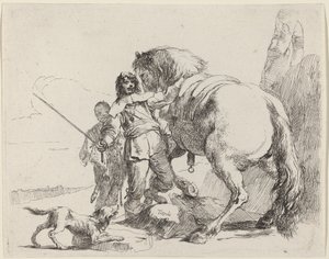 馬と付添人の兵士 作： Giovanni Battista Tiepolo