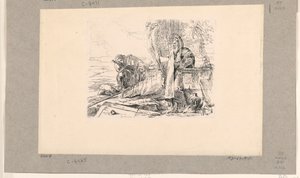 ヴァリ・カプリッチより 立っている魔術師、座っている兵士、そして男 作： Giovanni Battista Tiepolo