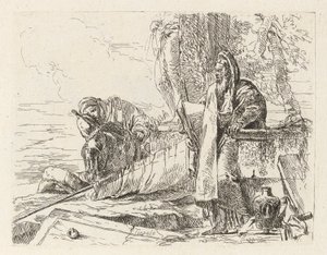 立っている哲学者と他の 2 人の人物、Vari capricci (Various Capriccios) から 作： Giovanni Battista Tiepolo