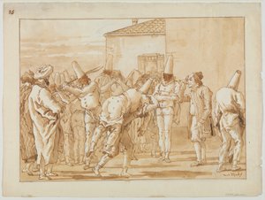プンチネッロの鞭打ち、1800年頃 作： Giovanni Battista Tiepolo